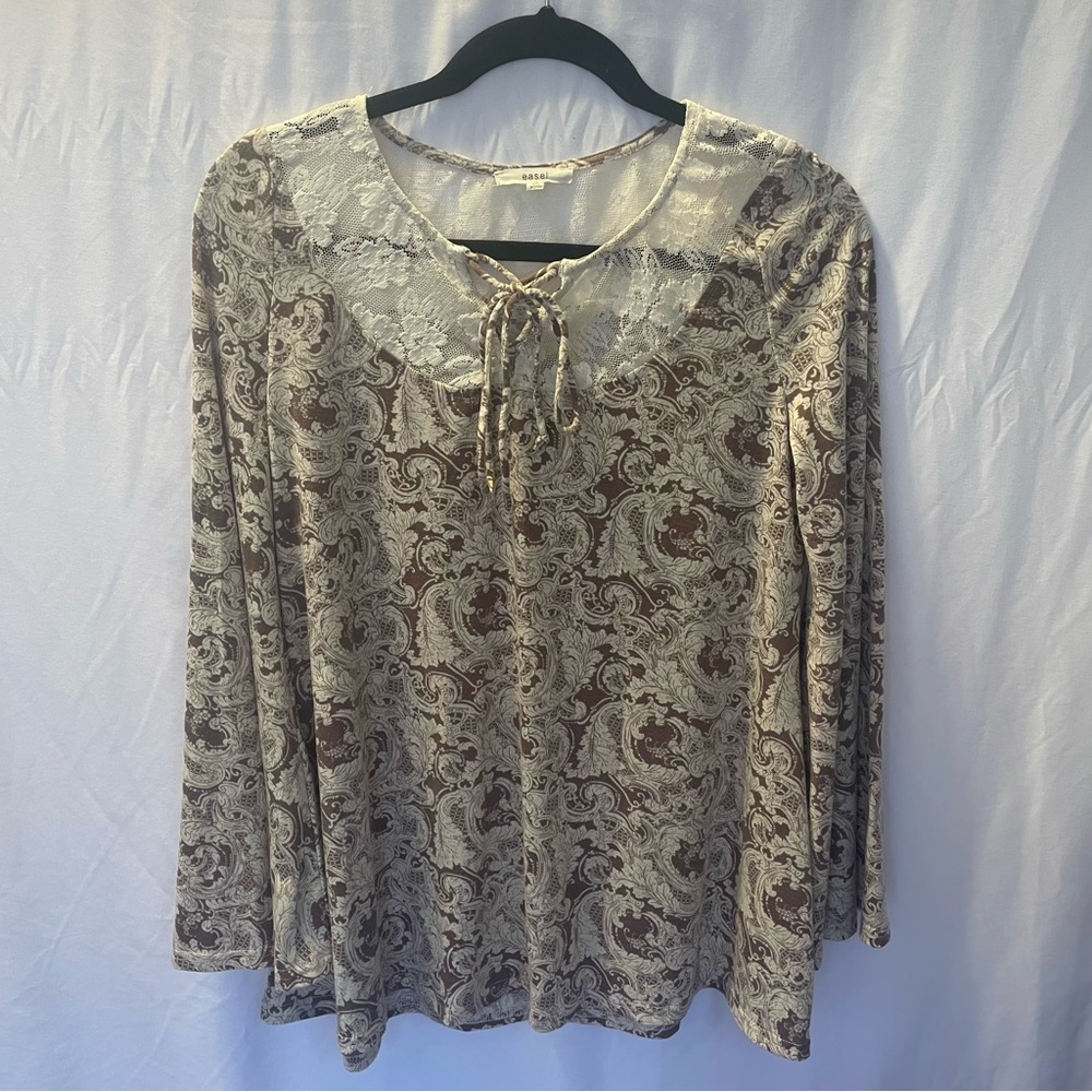 Easel Flowy Bell Sleeve Small Boho‎ Floral Lace Botanical Artsy Fairy Whimsical